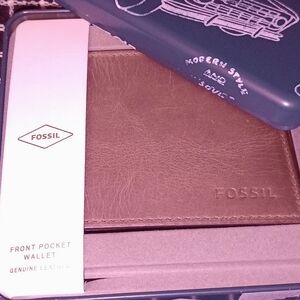 Fossil front pocket wallet genuine leather.